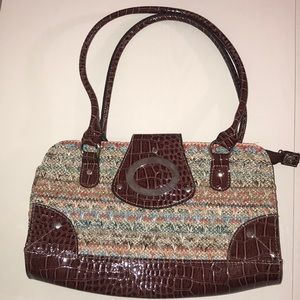 Shoulder Purse W/ Multi Tweed Detail